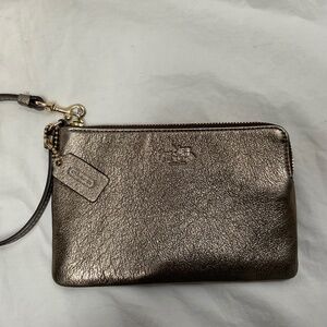 Gold Metallic Coach Wristlet